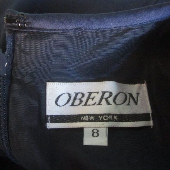 Oberon Women Size 8 VINTAGE Classic Navy Career Sheath Dress Sleeveless Rear Zip - Picture 2 of 11